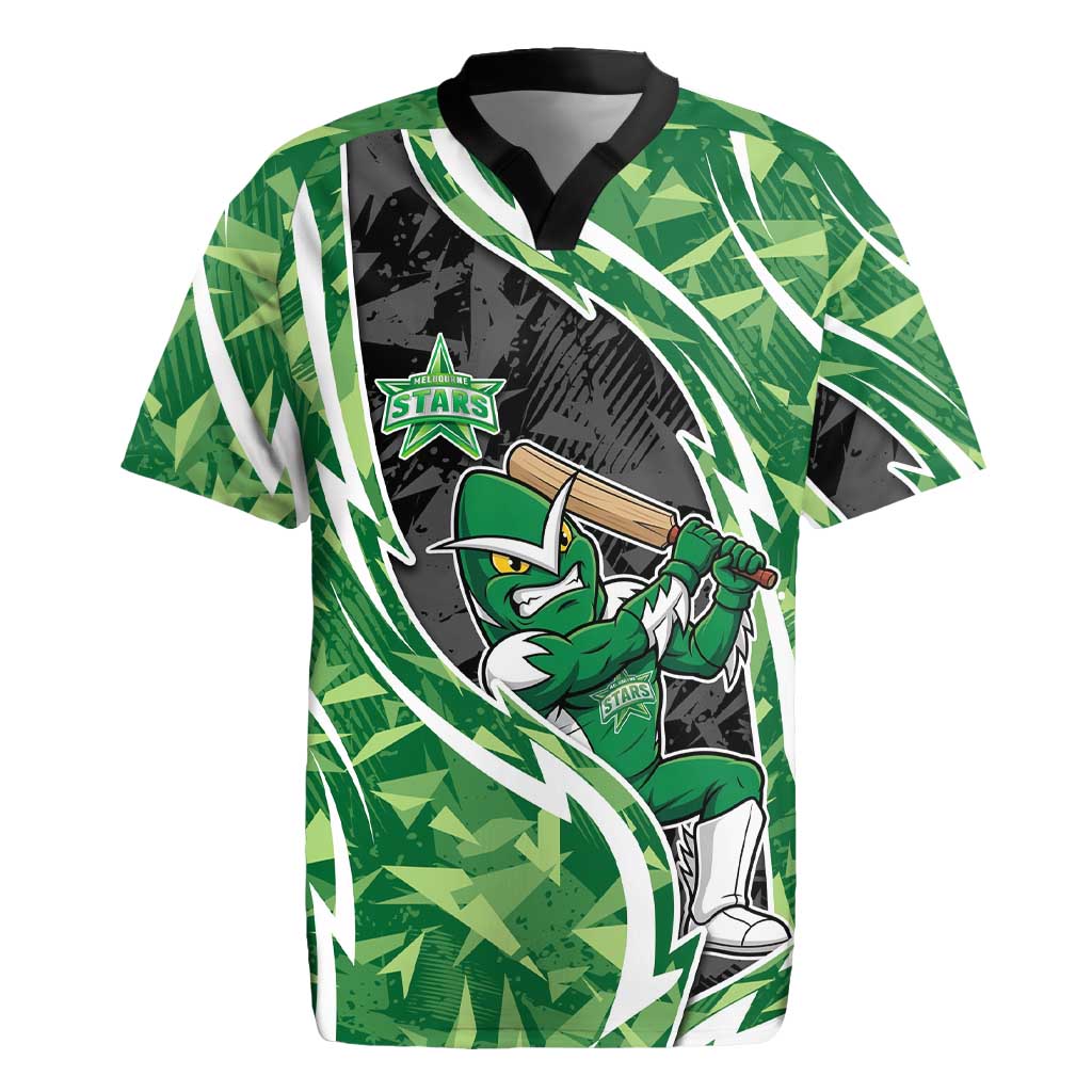 Melbourne Stars Rugby Jersey Flaming Lightning Storm Geometric Sports Mascot Art