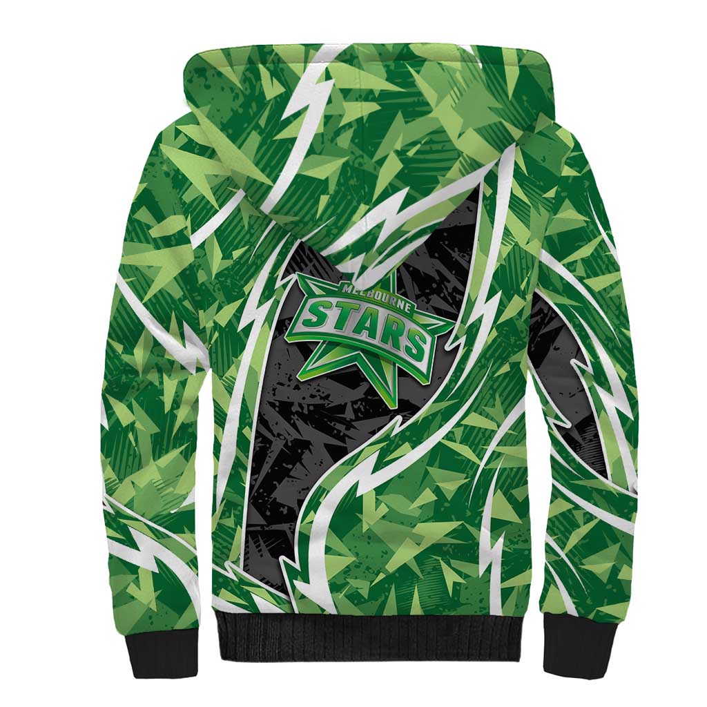 Melbourne Stars Sherpa Hoodie Flaming Lightning Storm Geometric Sports Mascot Art