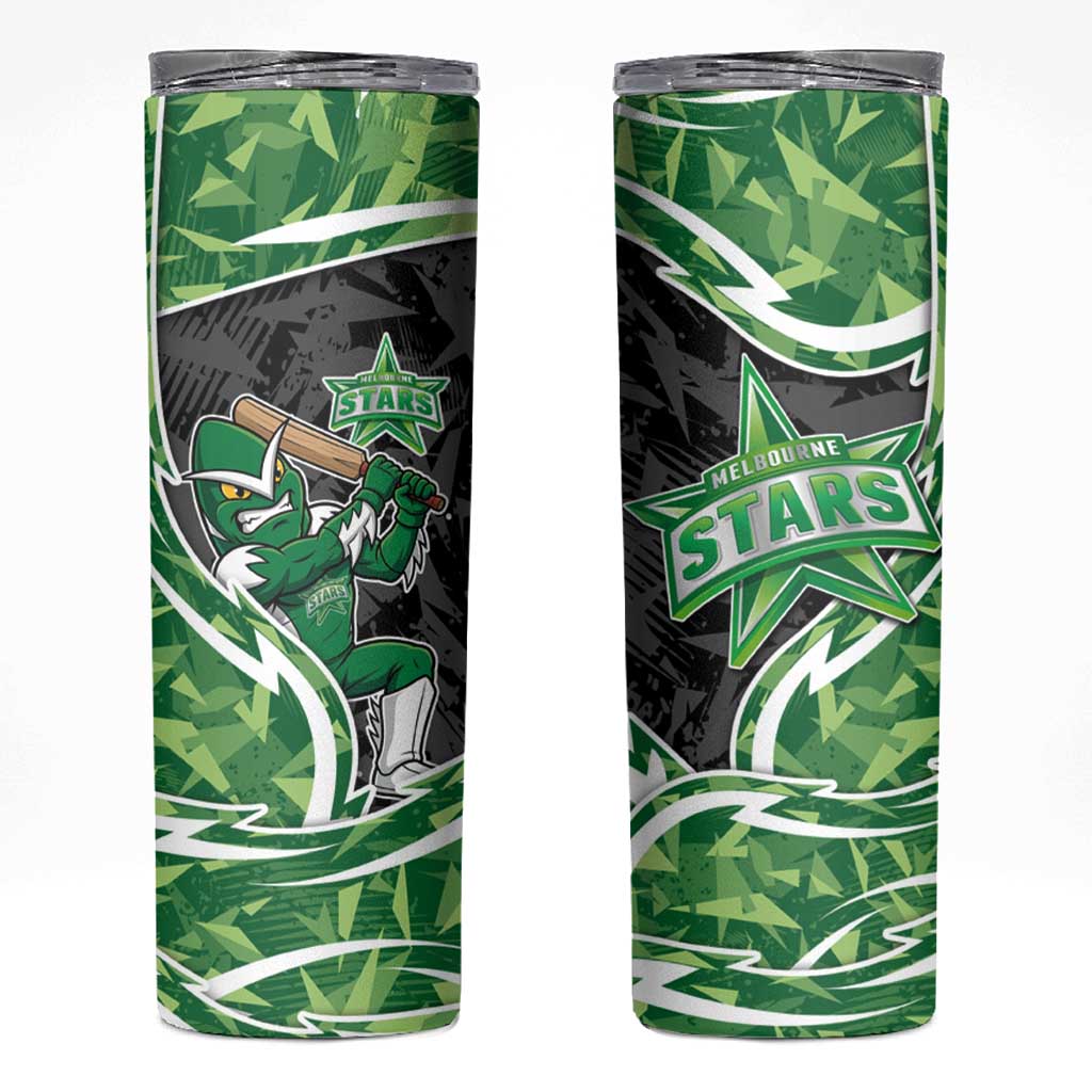 Melbourne Stars Skinny Tumbler Flaming Lightning Storm Geometric Sports Mascot Art
