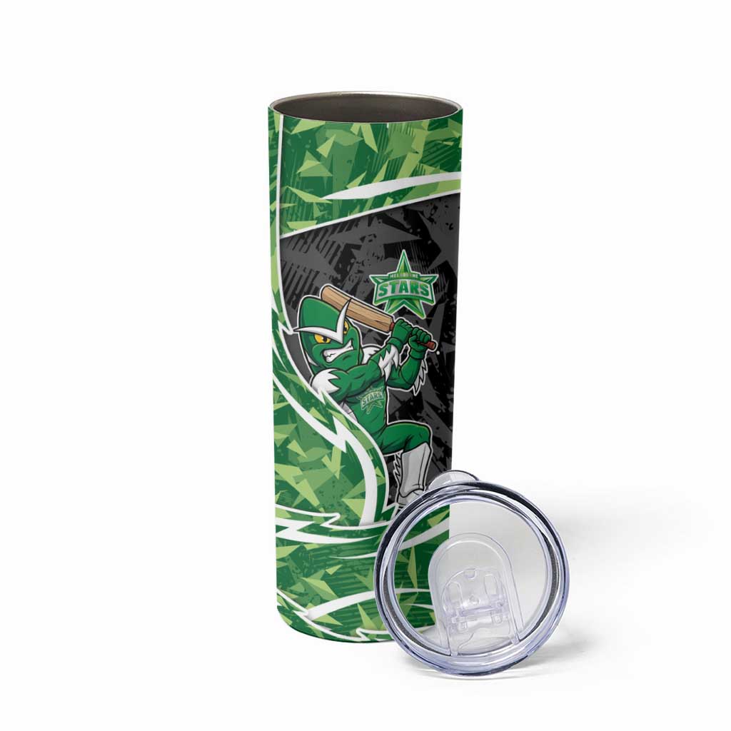 Melbourne Stars Skinny Tumbler Flaming Lightning Storm Geometric Sports Mascot Art