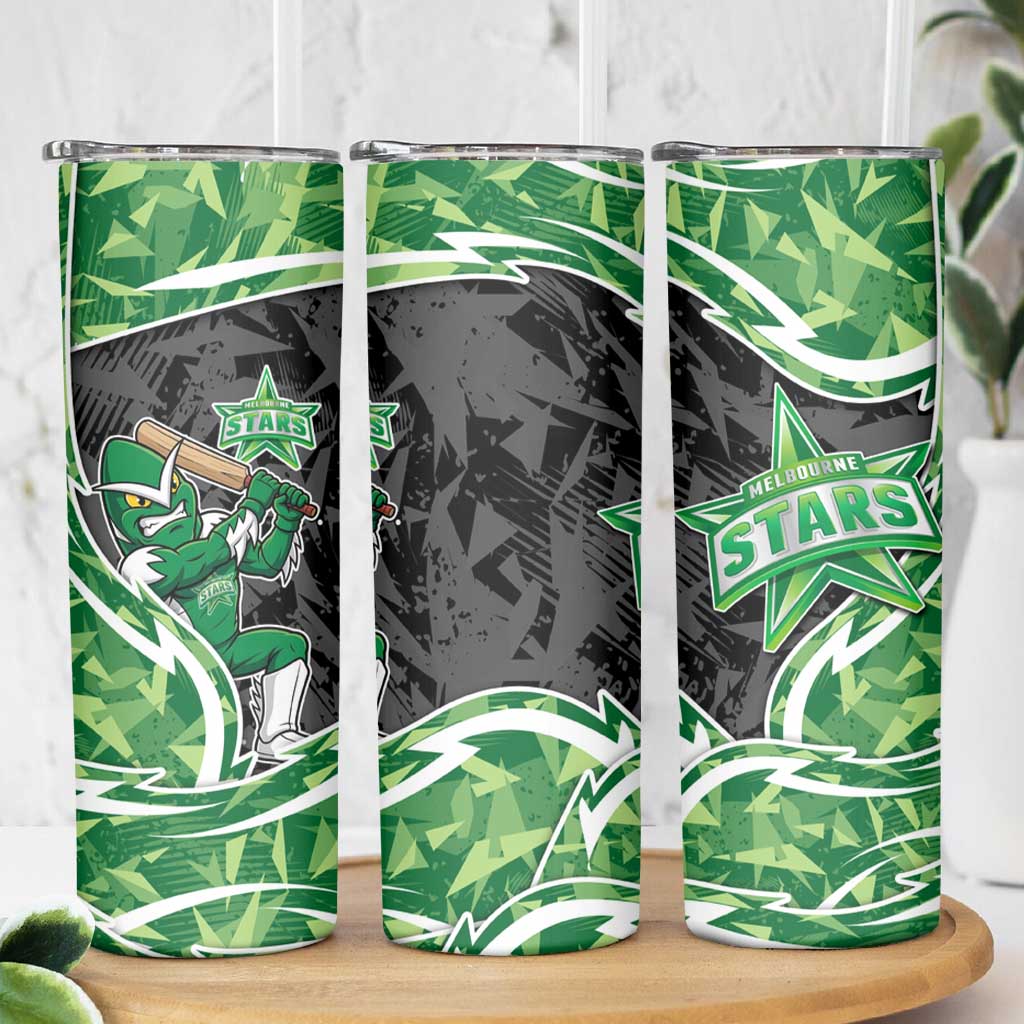 Melbourne Stars Skinny Tumbler Flaming Lightning Storm Geometric Sports Mascot Art