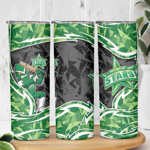 Melbourne Stars Skinny Tumbler Flaming Lightning Storm Geometric Sports Mascot Art