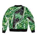 Melbourne Stars Sleeve Zip Bomber Jacket Flaming Lightning Storm Geometric Sports Mascot Art