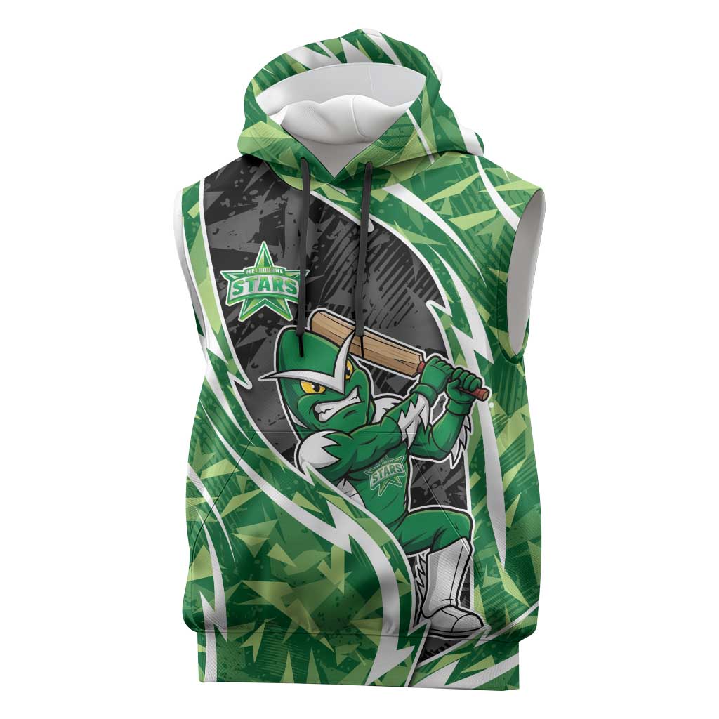Melbourne Stars Sleeveless Hoodie Flaming Lightning Storm Geometric Sports Mascot Art