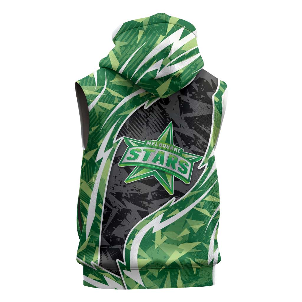 Melbourne Stars Sleeveless Hoodie Flaming Lightning Storm Geometric Sports Mascot Art