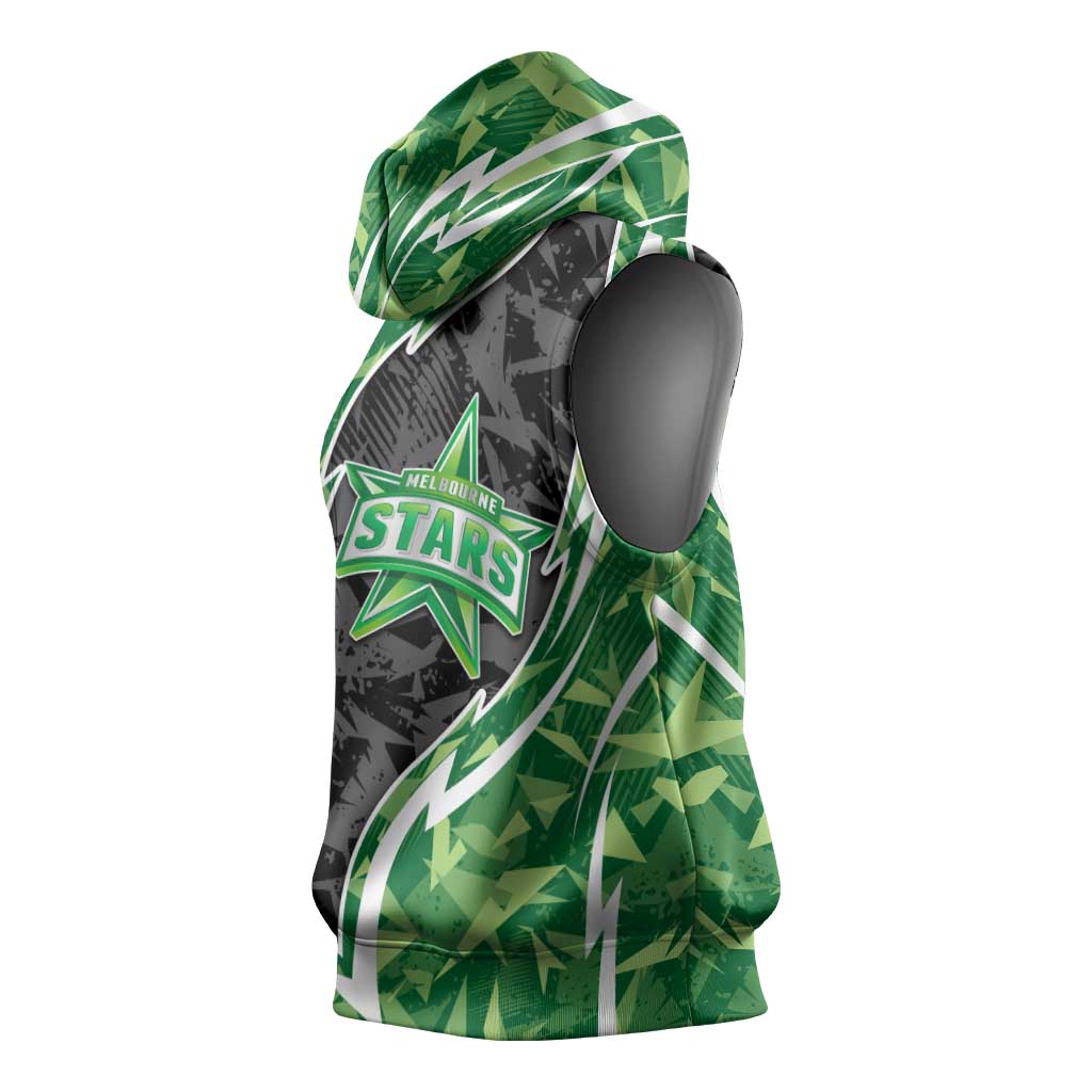 Melbourne Stars Sleeveless Hoodie Flaming Lightning Storm Geometric Sports Mascot Art