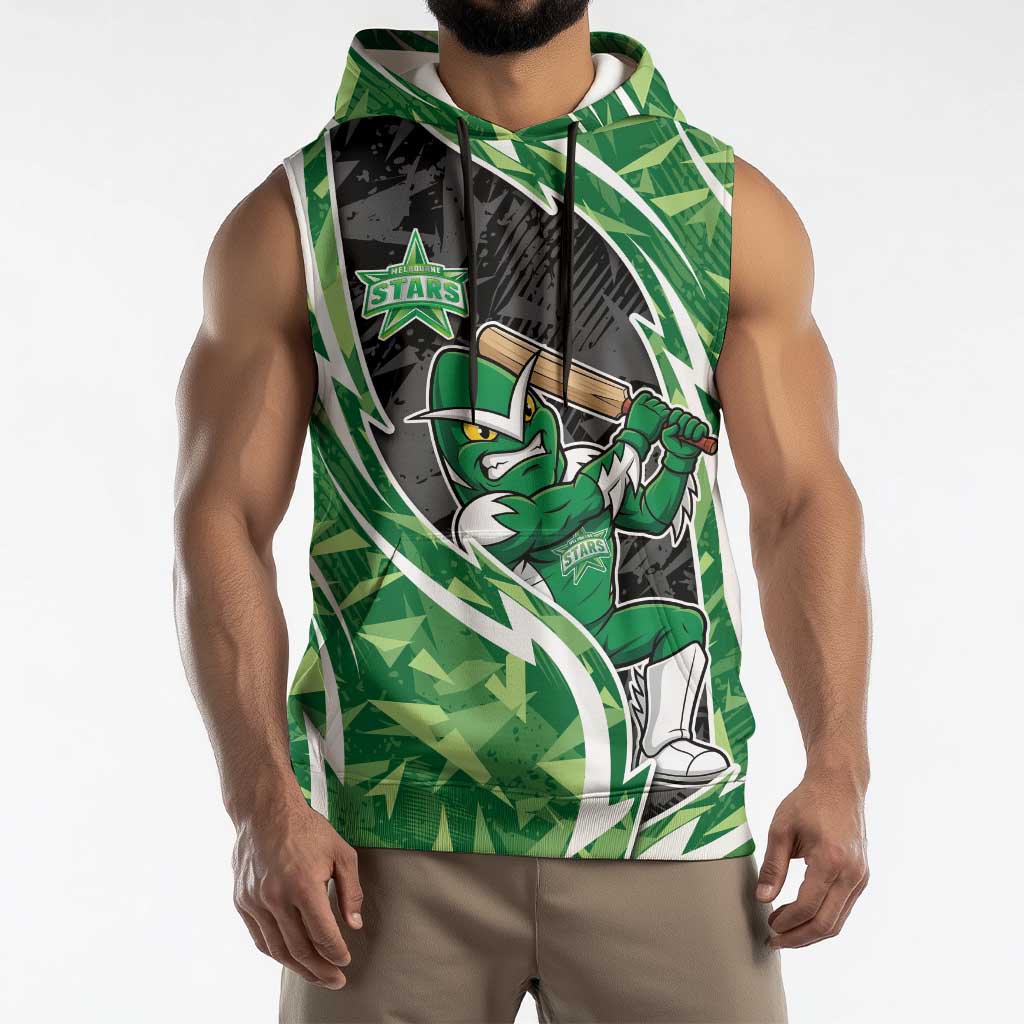 Melbourne Stars Sleeveless Hoodie Flaming Lightning Storm Geometric Sports Mascot Art