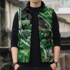 Melbourne Stars Sleeveless Puffer Jacket Flaming Lightning Storm Geometric Sports Mascot Art