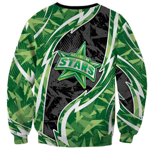Melbourne Stars Sweatshirt Flaming Lightning Storm Geometric Sports Mascot Art