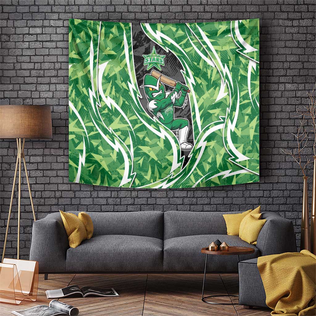 Melbourne Stars Tapestry Flaming Lightning Storm Geometric Sports Mascot Art