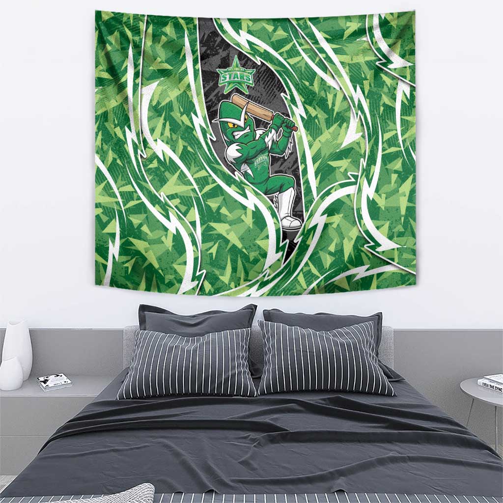 Melbourne Stars Tapestry Flaming Lightning Storm Geometric Sports Mascot Art