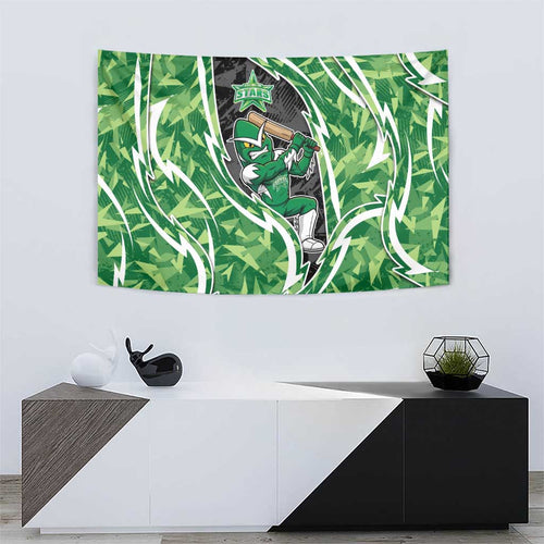 Melbourne Stars Tapestry Flaming Lightning Storm Geometric Sports Mascot Art