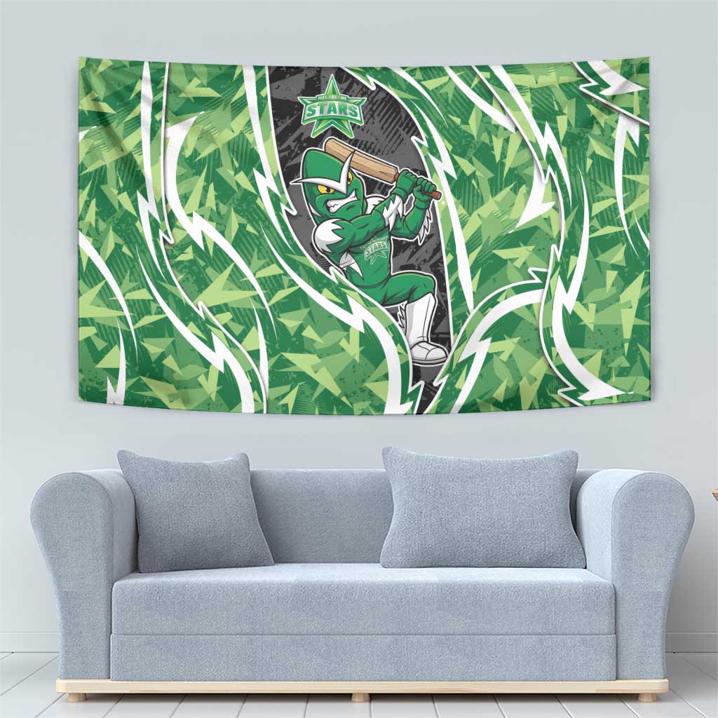 Melbourne Stars Tapestry Flaming Lightning Storm Geometric Sports Mascot Art