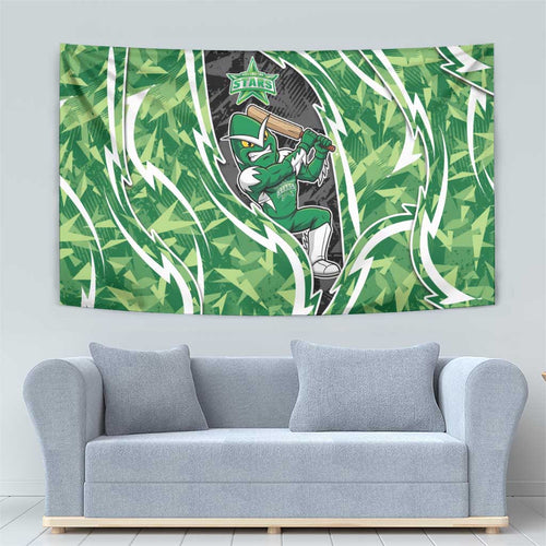 Melbourne Stars Tapestry Flaming Lightning Storm Geometric Sports Mascot Art