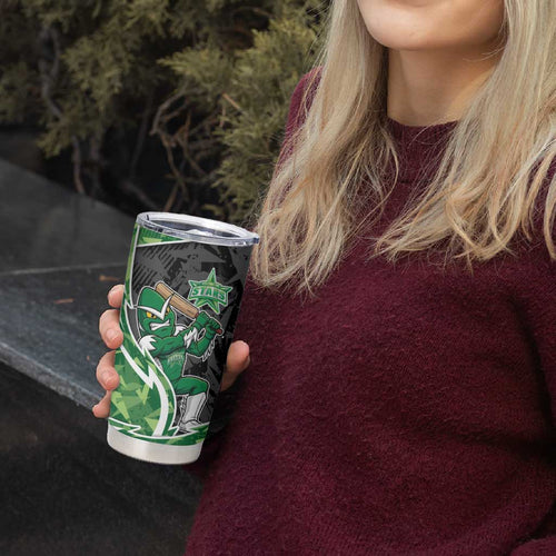 Melbourne Stars Tumbler Cup Flaming Lightning Storm Geometric Sports Mascot Art