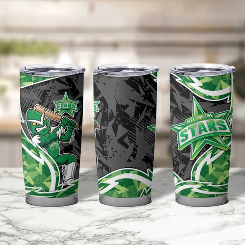Melbourne Stars Tumbler Cup Flaming Lightning Storm Geometric Sports Mascot Art