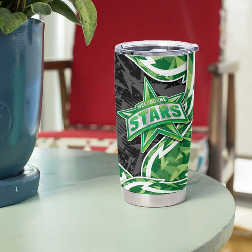 Melbourne Stars Tumbler Cup Flaming Lightning Storm Geometric Sports Mascot Art
