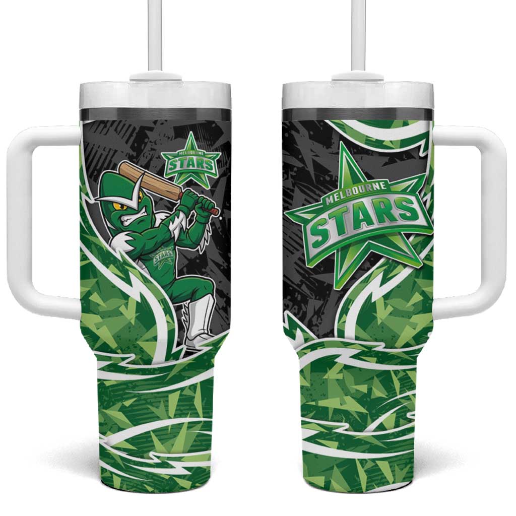 Melbourne Stars Tumbler With Handle Flaming Lightning Storm Geometric Sports Mascot Art