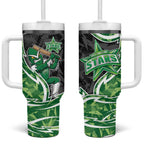 Melbourne Stars Tumbler With Handle Flaming Lightning Storm Geometric Sports Mascot Art