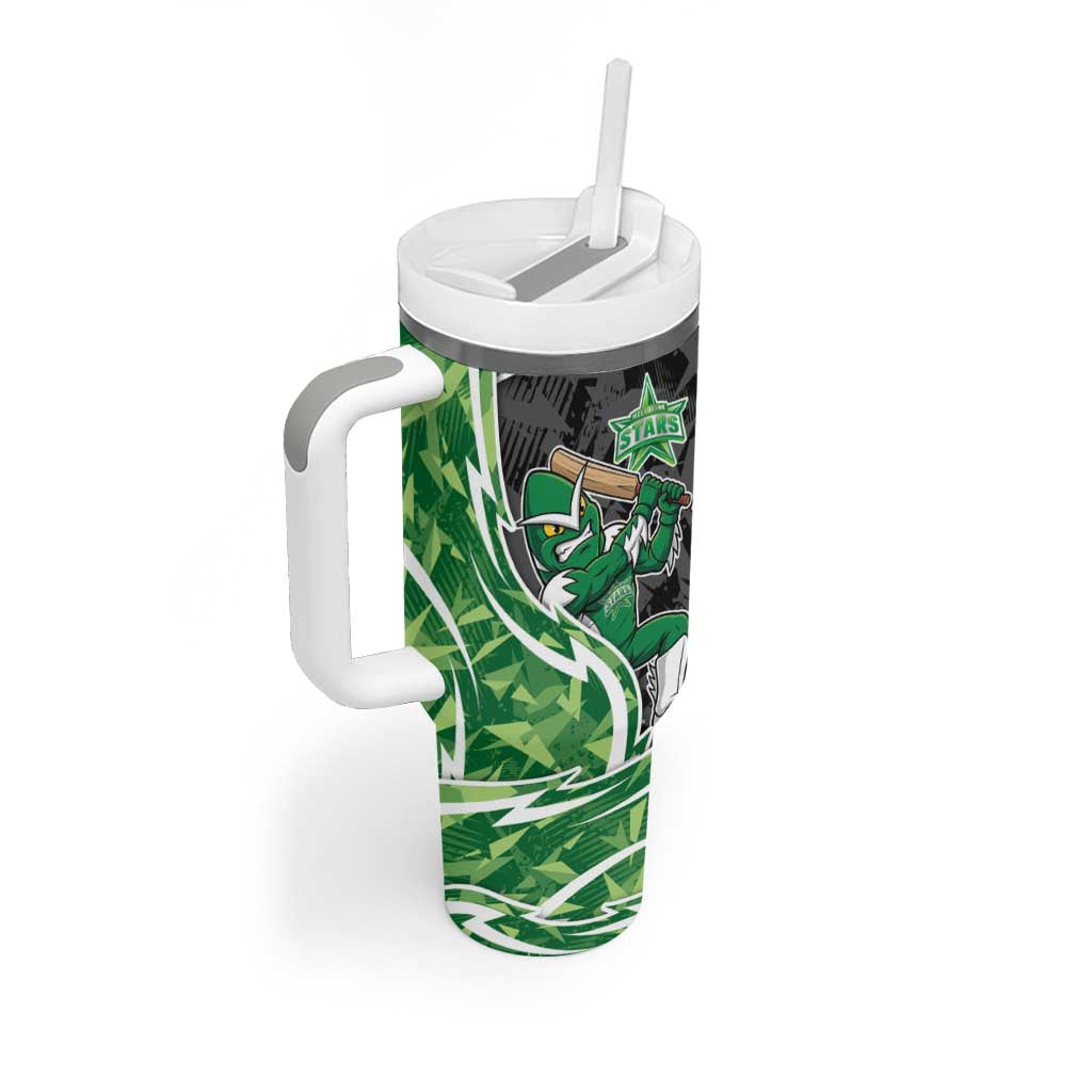 Melbourne Stars Tumbler With Handle Flaming Lightning Storm Geometric Sports Mascot Art