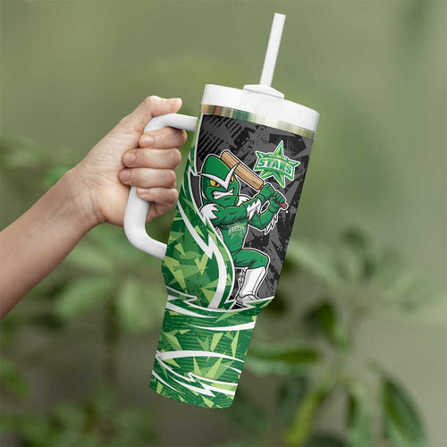 Melbourne Stars Tumbler With Handle Flaming Lightning Storm Geometric Sports Mascot Art