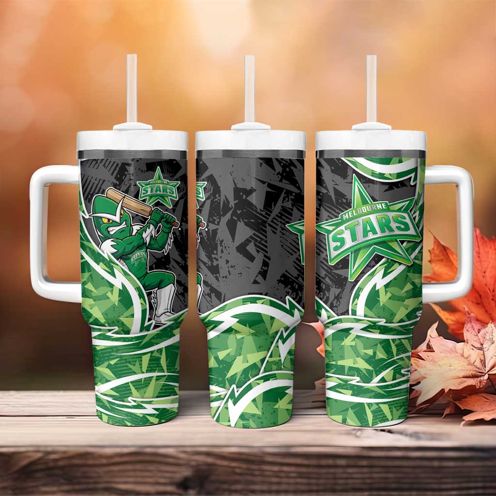 Melbourne Stars Tumbler With Handle Flaming Lightning Storm Geometric Sports Mascot Art