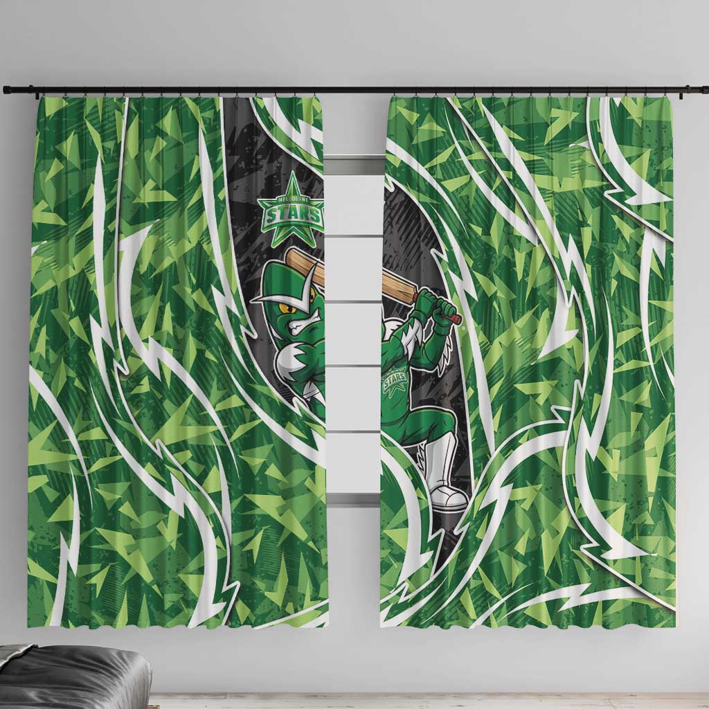 Melbourne Stars Window Curtain Flaming Lightning Storm Geometric Sports Mascot Art