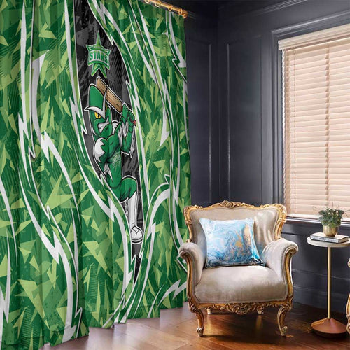 Melbourne Stars Window Curtain Flaming Lightning Storm Geometric Sports Mascot Art