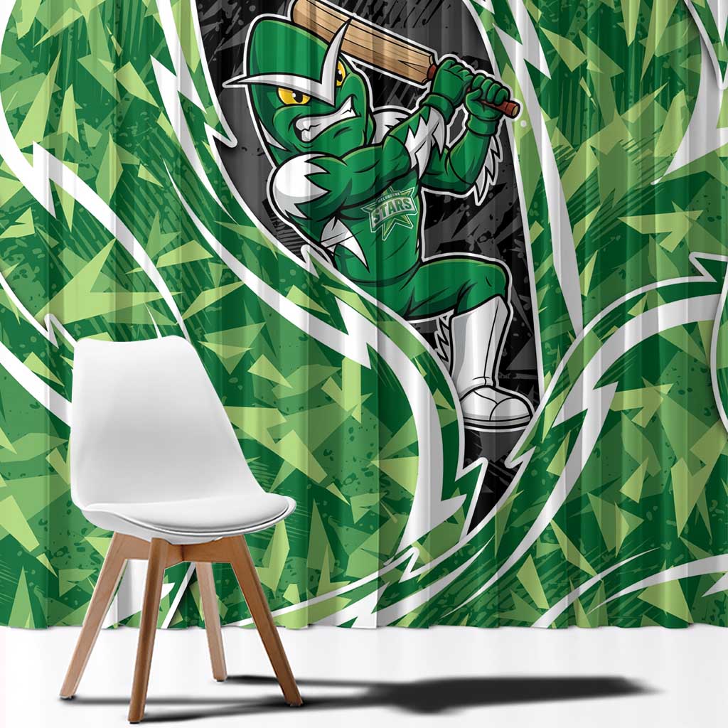 Melbourne Stars Window Curtain Flaming Lightning Storm Geometric Sports Mascot Art