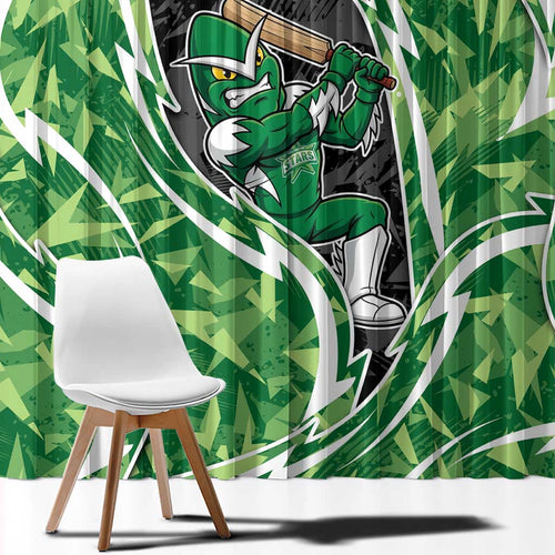 Melbourne Stars Window Curtain Flaming Lightning Storm Geometric Sports Mascot Art