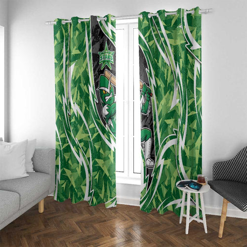 Melbourne Stars Window Curtain Flaming Lightning Storm Geometric Sports Mascot Art