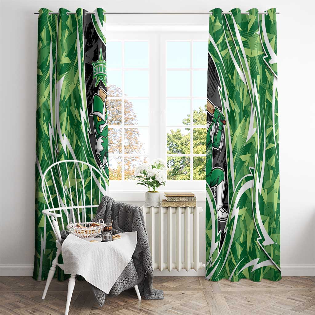 Melbourne Stars Window Curtain Flaming Lightning Storm Geometric Sports Mascot Art