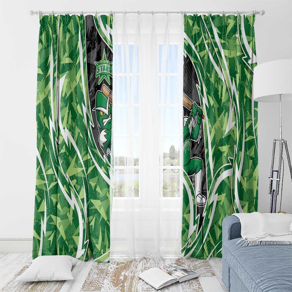 Melbourne Stars Window Curtain Flaming Lightning Storm Geometric Sports Mascot Art