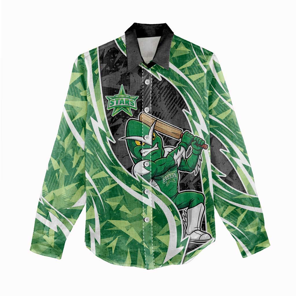 Melbourne Stars Women Casual Shirt Flaming Lightning Storm Geometric Sports Mascot Art