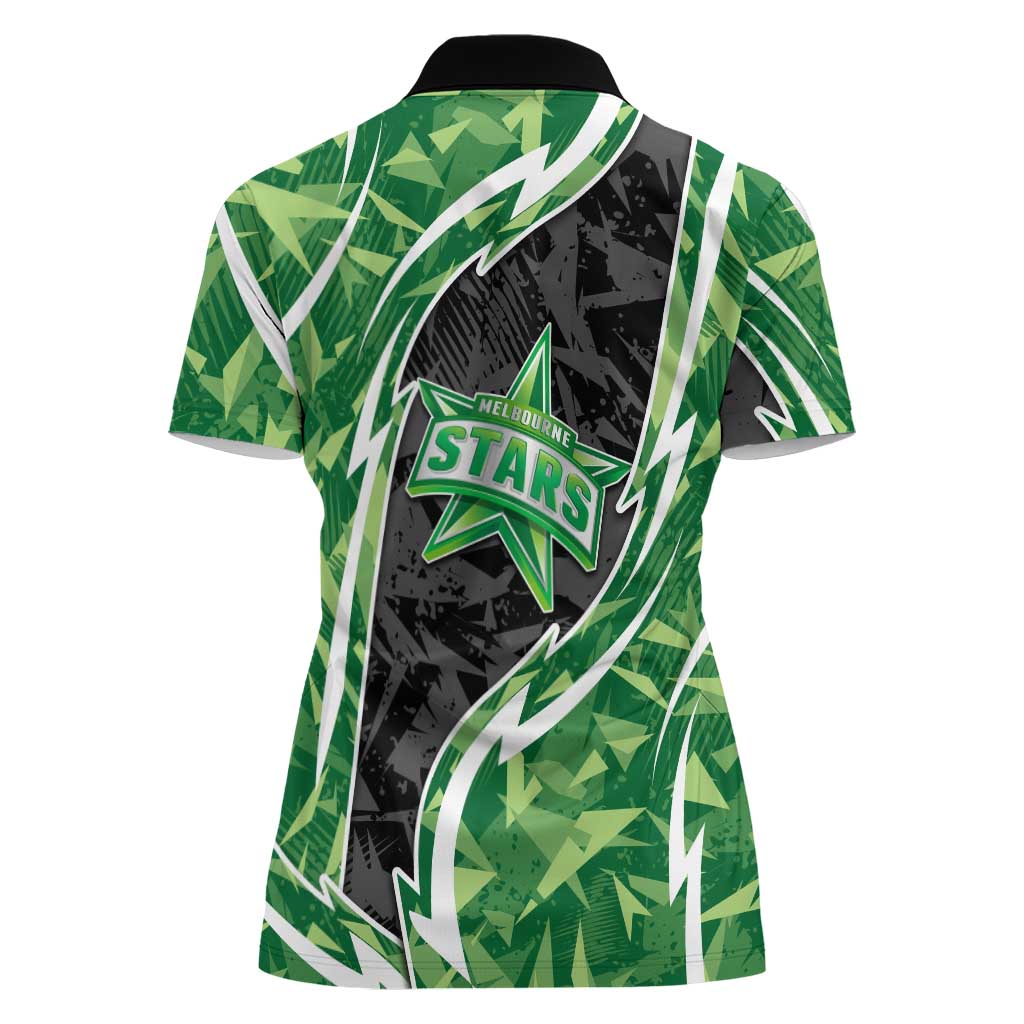 Melbourne Stars Women Polo Shirt Flaming Lightning Storm Geometric Sports Mascot Art