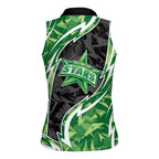 Melbourne Stars Women Sleeveless Polo Shirt Flaming Lightning Storm Geometric Sports Mascot Art