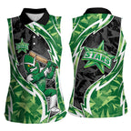Melbourne Stars Women Sleeveless Polo Shirt Flaming Lightning Storm Geometric Sports Mascot Art