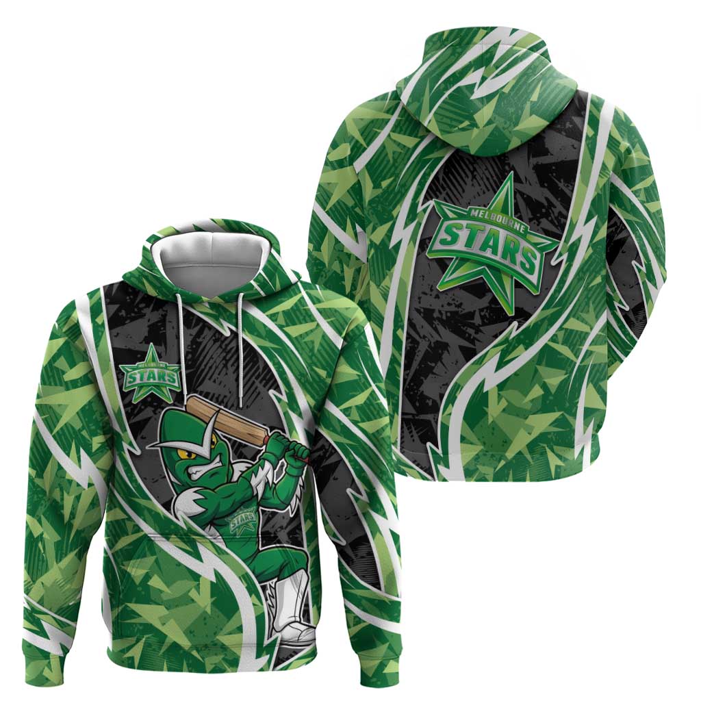 Melbourne Stars Zip Hoodie Flaming Lightning Storm Geometric Sports Mascot Art