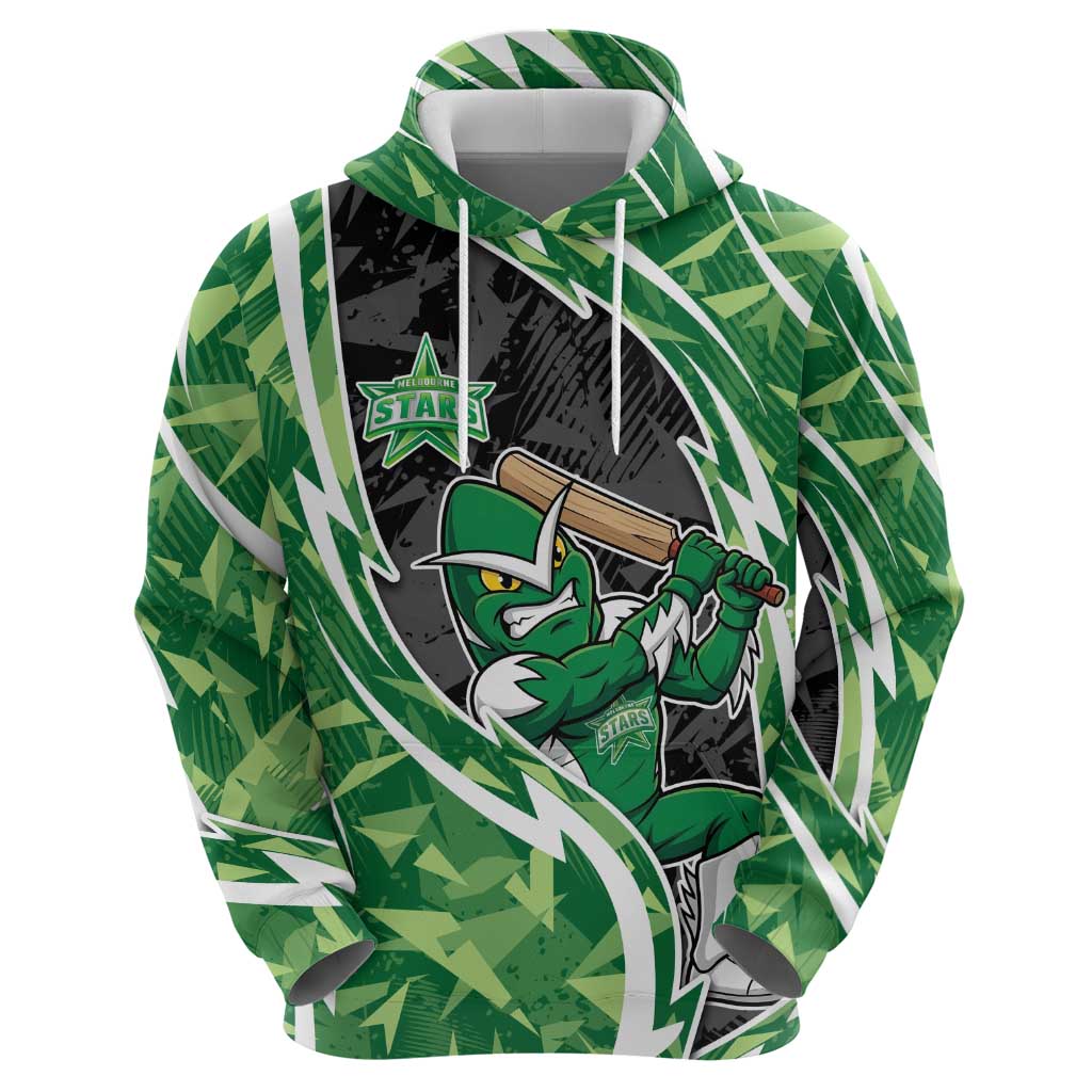 Melbourne Stars Zip Hoodie Flaming Lightning Storm Geometric Sports Mascot Art