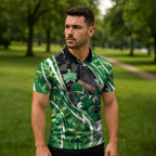 Melbourne Stars Zipper Polo Shirt Flaming Lightning Storm Geometric Sports Mascot Art