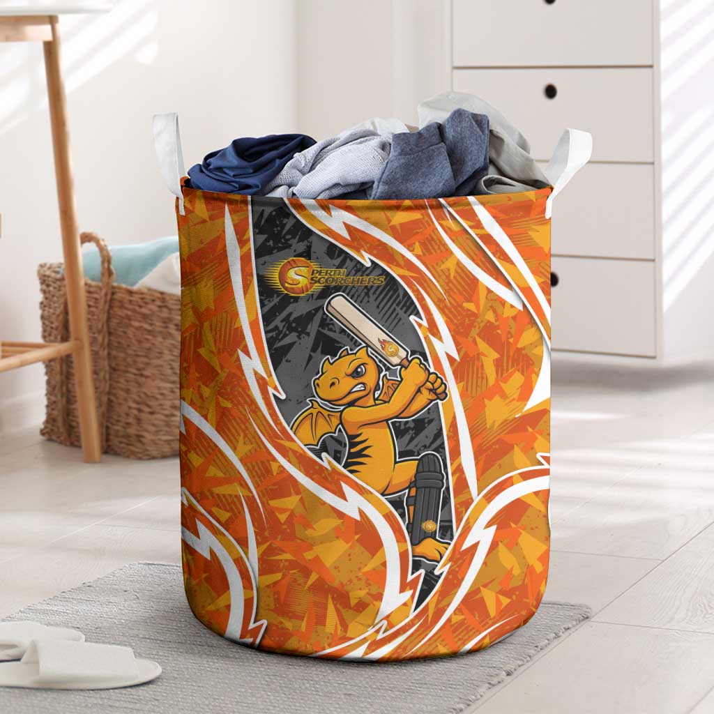 Perth Scorchers Laundry Basket Flaming Lightning Storm Geometric Sports Mascot Art