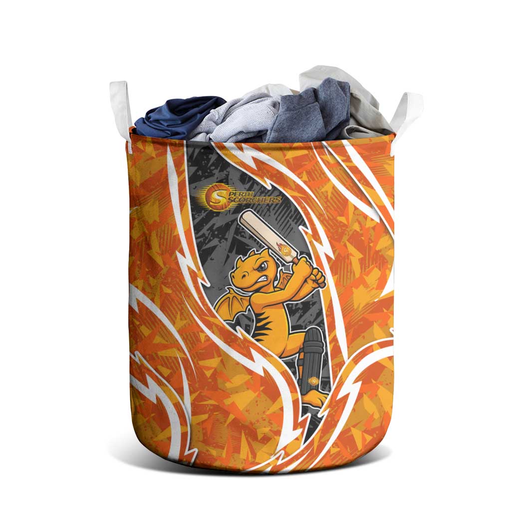 Perth Scorchers Laundry Basket Flaming Lightning Storm Geometric Sports Mascot Art