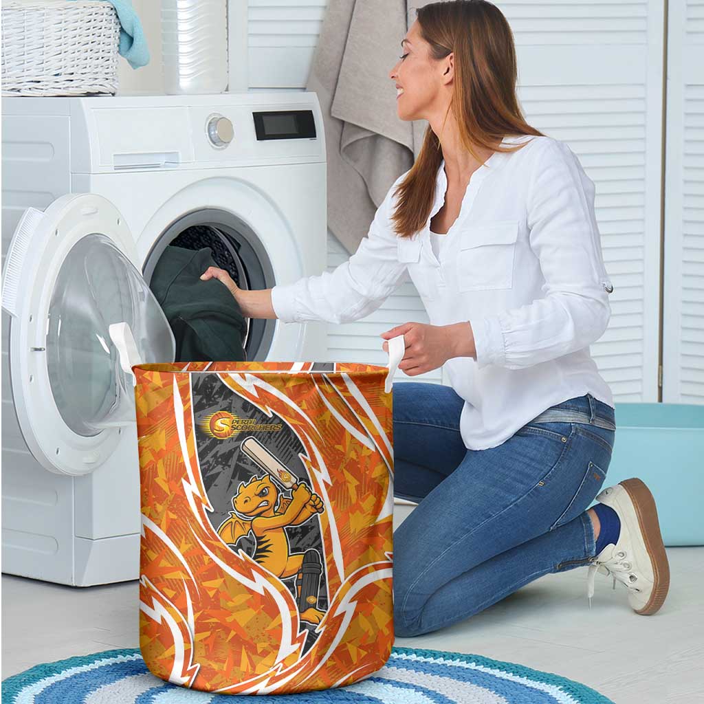 Perth Scorchers Laundry Basket Flaming Lightning Storm Geometric Sports Mascot Art