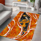 Perth Scorchers Area Rug Flaming Lightning Storm Geometric Sports Mascot Art