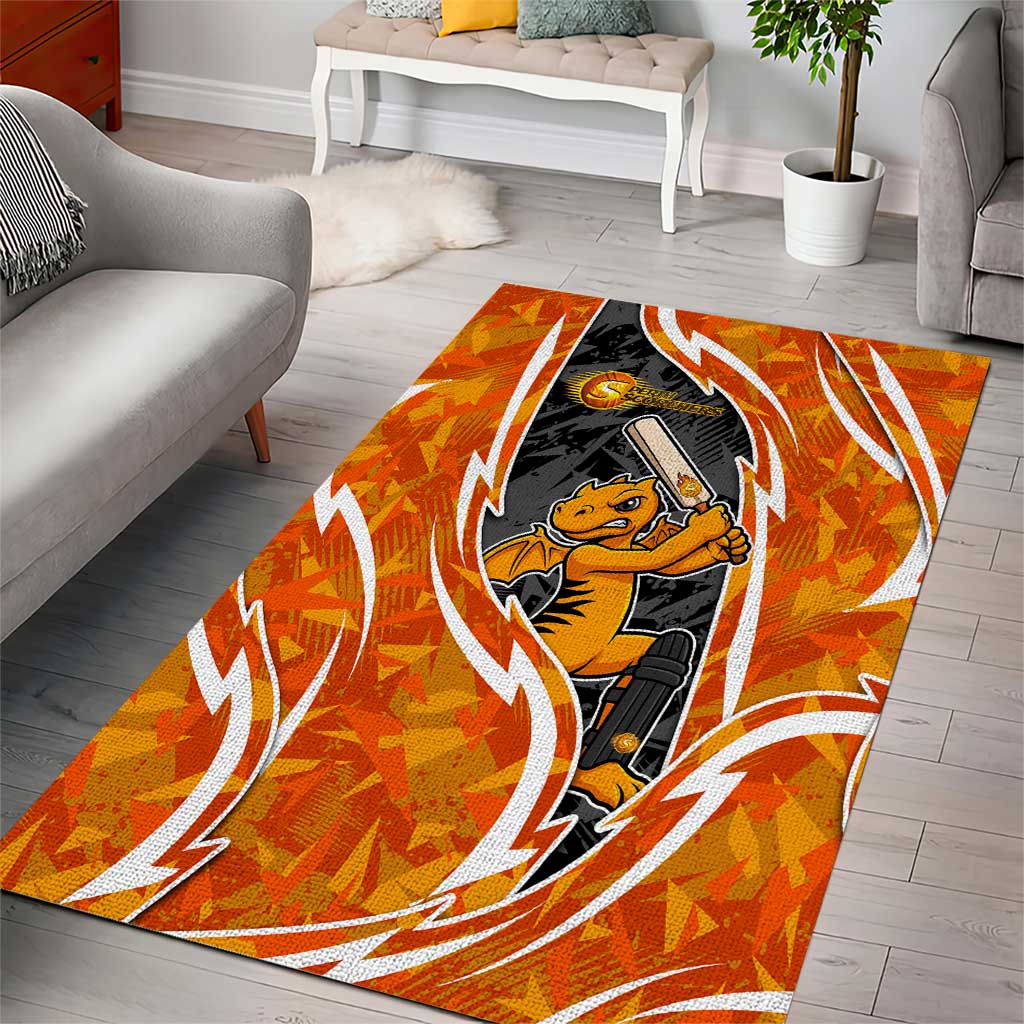 Perth Scorchers Area Rug Flaming Lightning Storm Geometric Sports Mascot Art