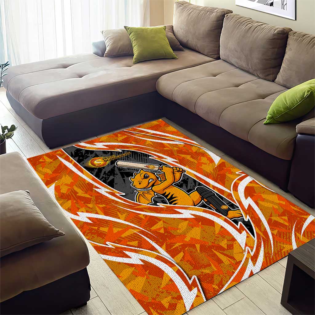 Perth Scorchers Area Rug Flaming Lightning Storm Geometric Sports Mascot Art