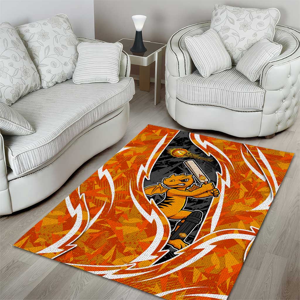 Perth Scorchers Area Rug Flaming Lightning Storm Geometric Sports Mascot Art