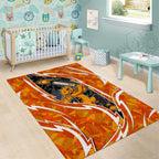 Perth Scorchers Area Rug Flaming Lightning Storm Geometric Sports Mascot Art