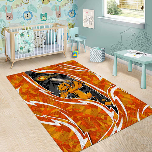 Perth Scorchers Area Rug Flaming Lightning Storm Geometric Sports Mascot Art