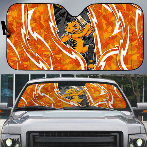 Perth Scorchers Auto Sun Shade Flaming Lightning Storm Geometric Sports Mascot Art